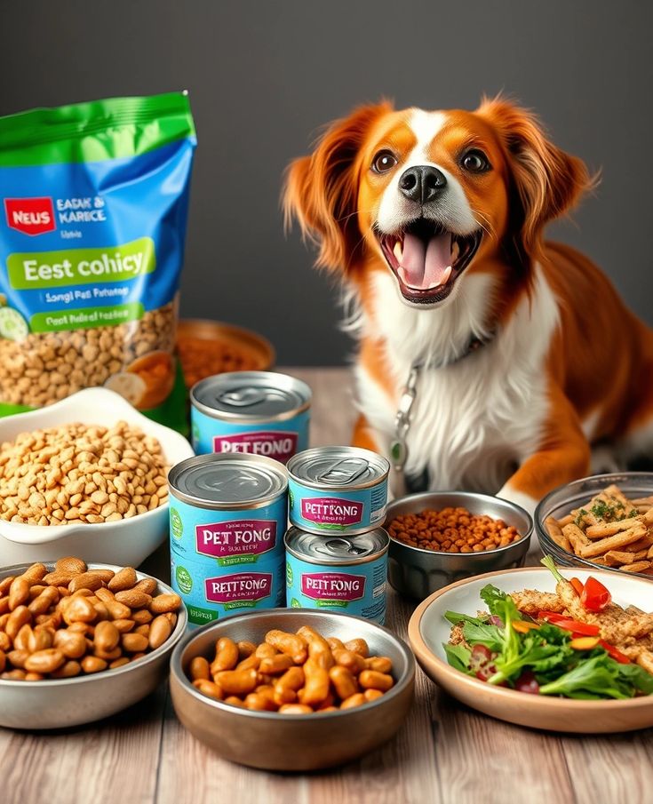 Bowls of pet food